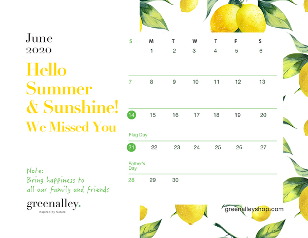 Green Alley June Calendar