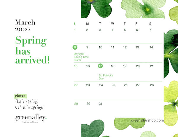 Green Alley March Calendar